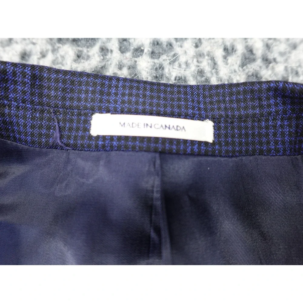 Peter Millar Sport Coat Mens 46R Navy Blue Purple Check Blazer Excellent Canada